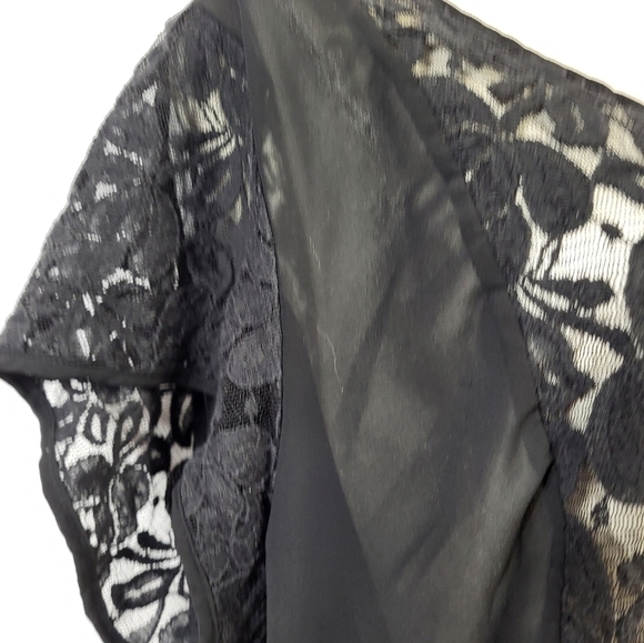 Torrid Black Short Sleeve Lace Sheer Blouse - Picture 6 of 8